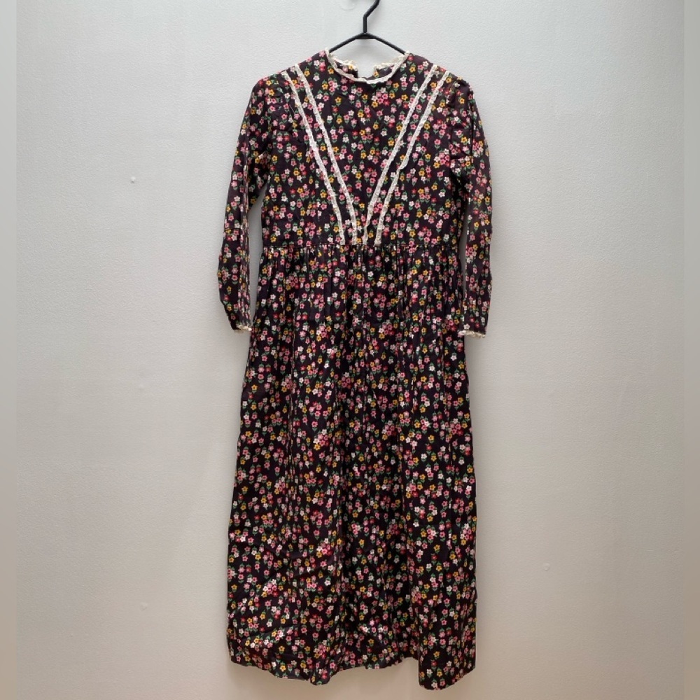 Vintage - 1970’s Hippie Boho Floral Long Sleeve Calico Maxi Dress